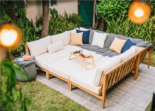 Stowe Cushion Teak Ottoman by Tropitone
