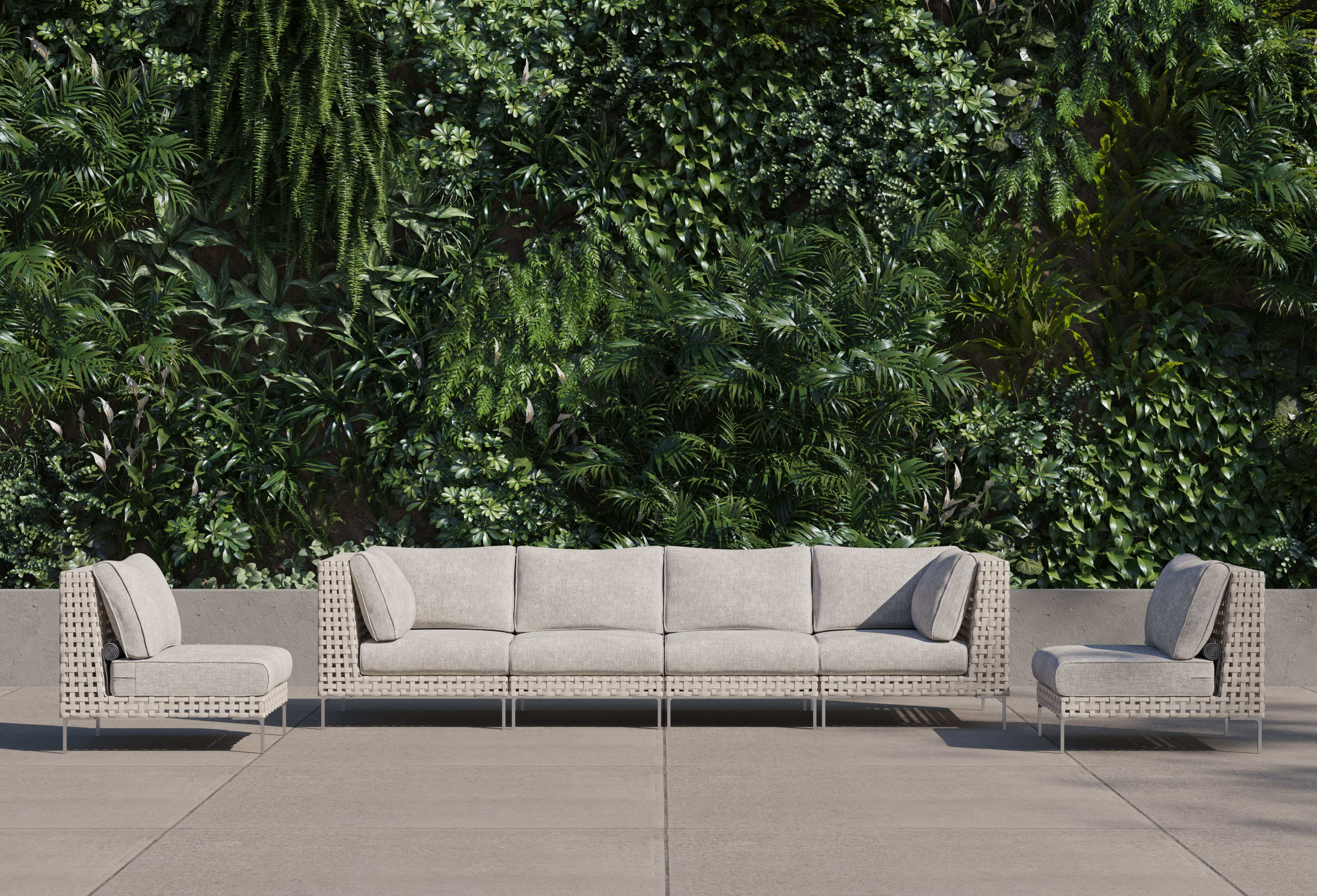 open weave Wicker Outdoor Sofa with Armless Chairs - 6 Seat