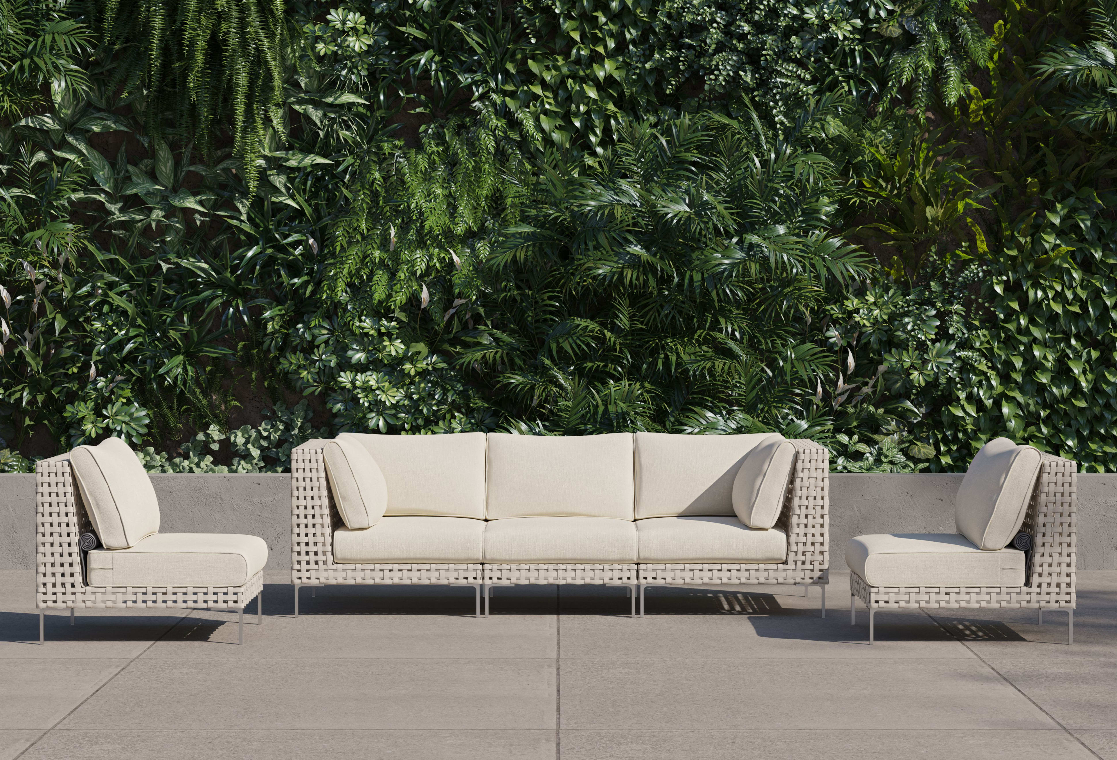 Open weave wicker sofa