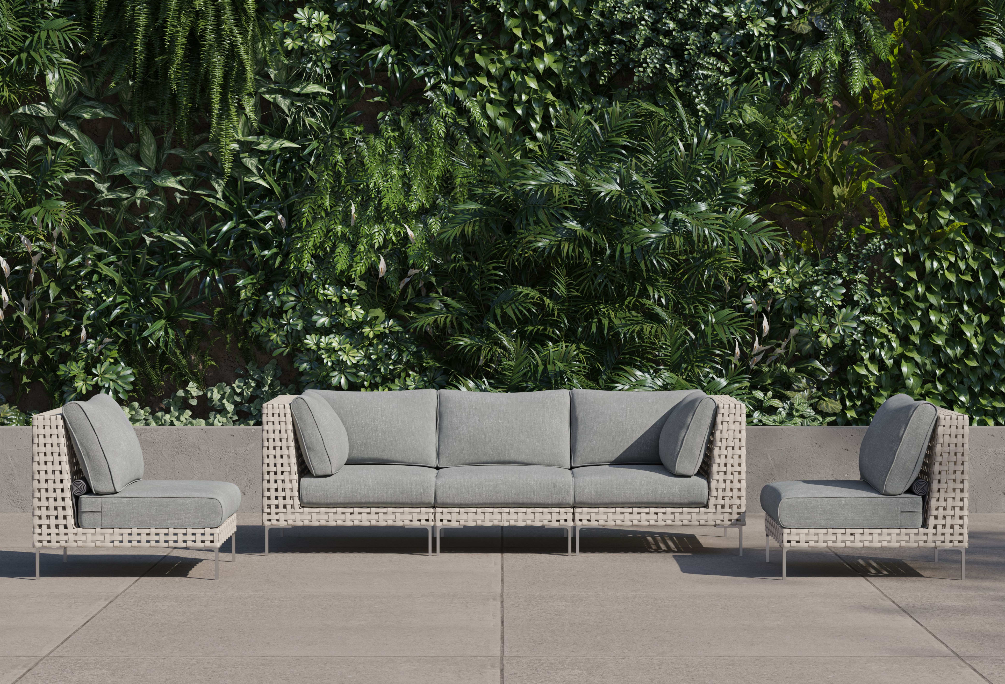 Open weave wicker sofa