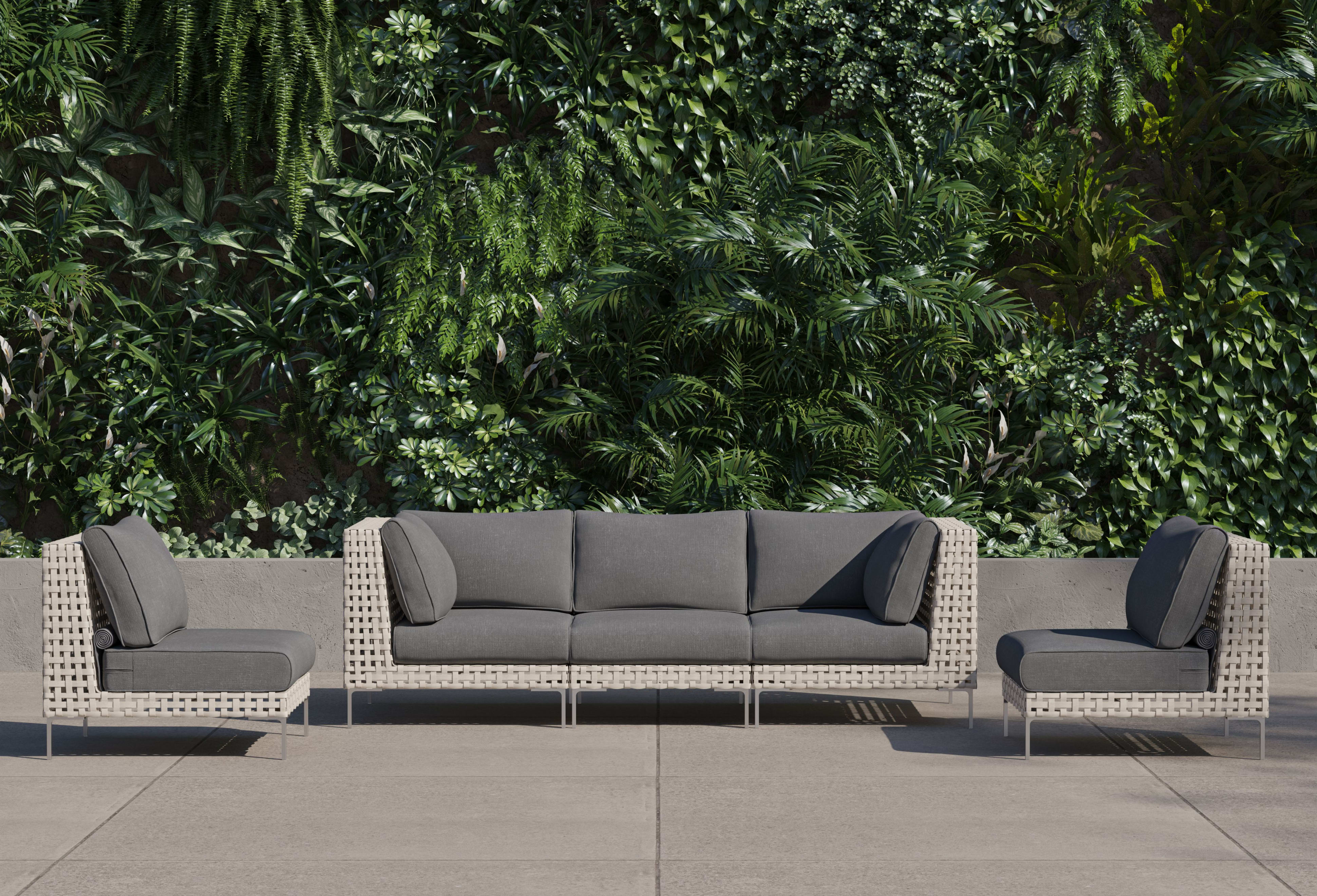 Open weave wicker sofa