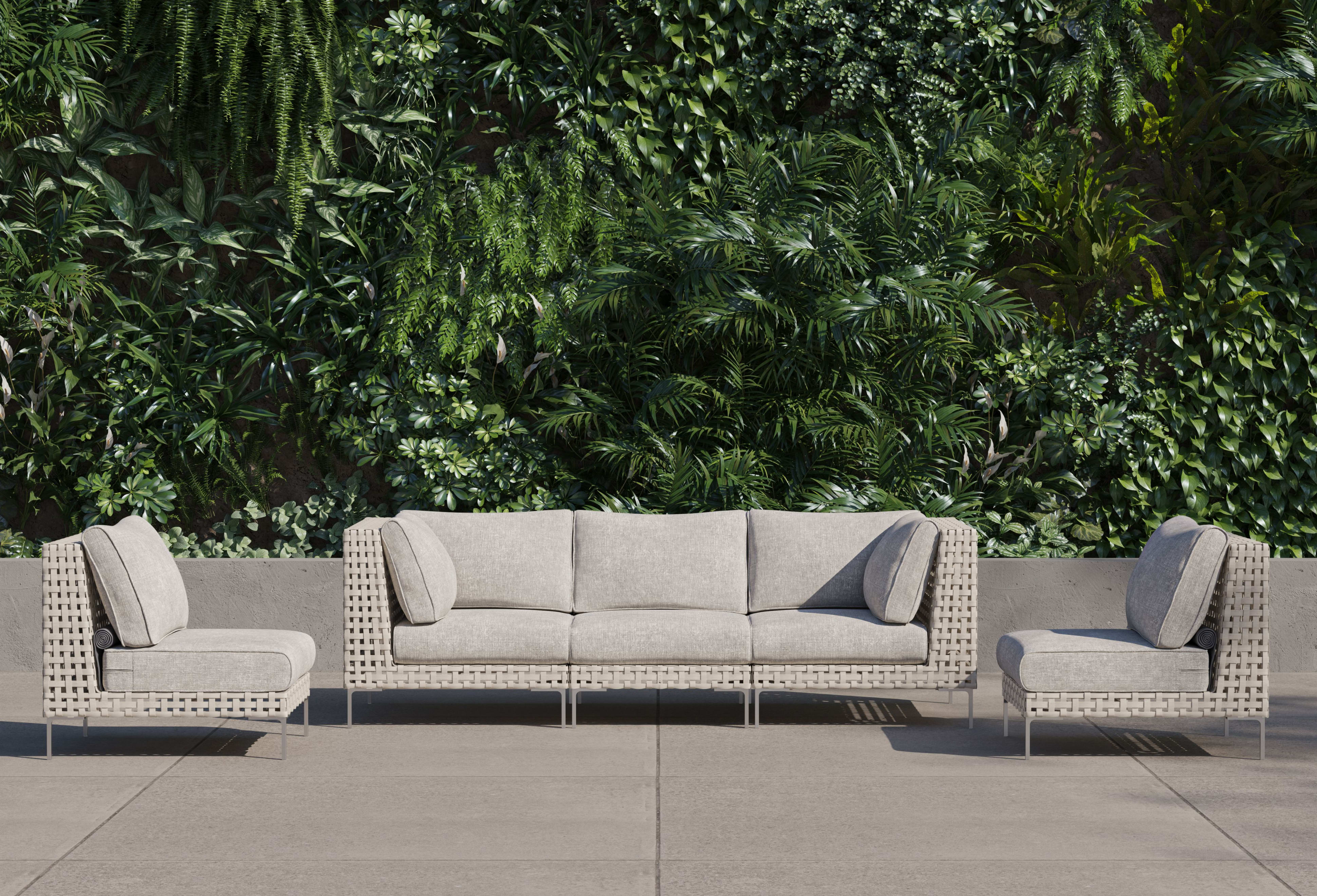 Open weave wicker sofa