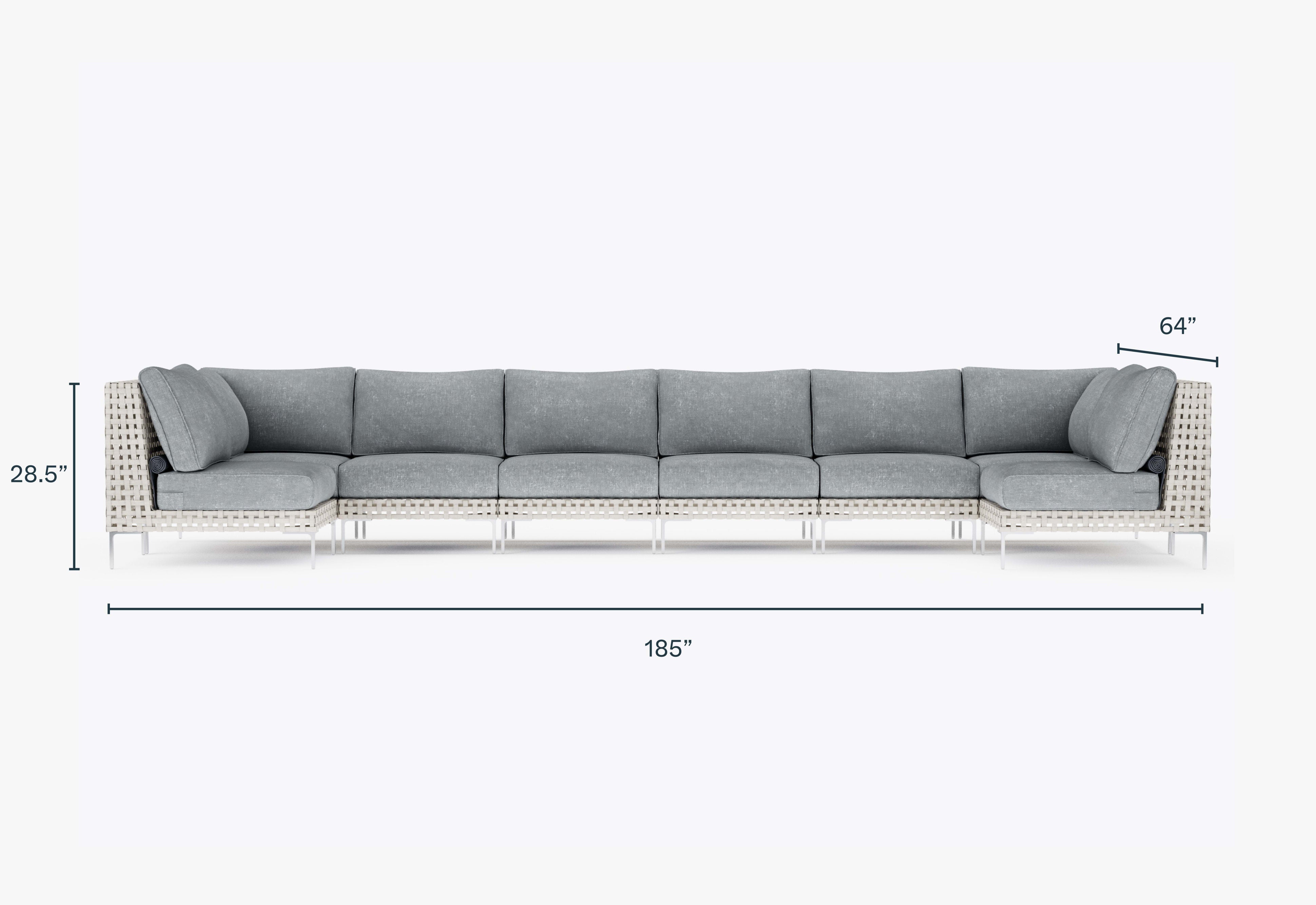 Wicker Outdoor U Sectional - 8 Seat dimensions