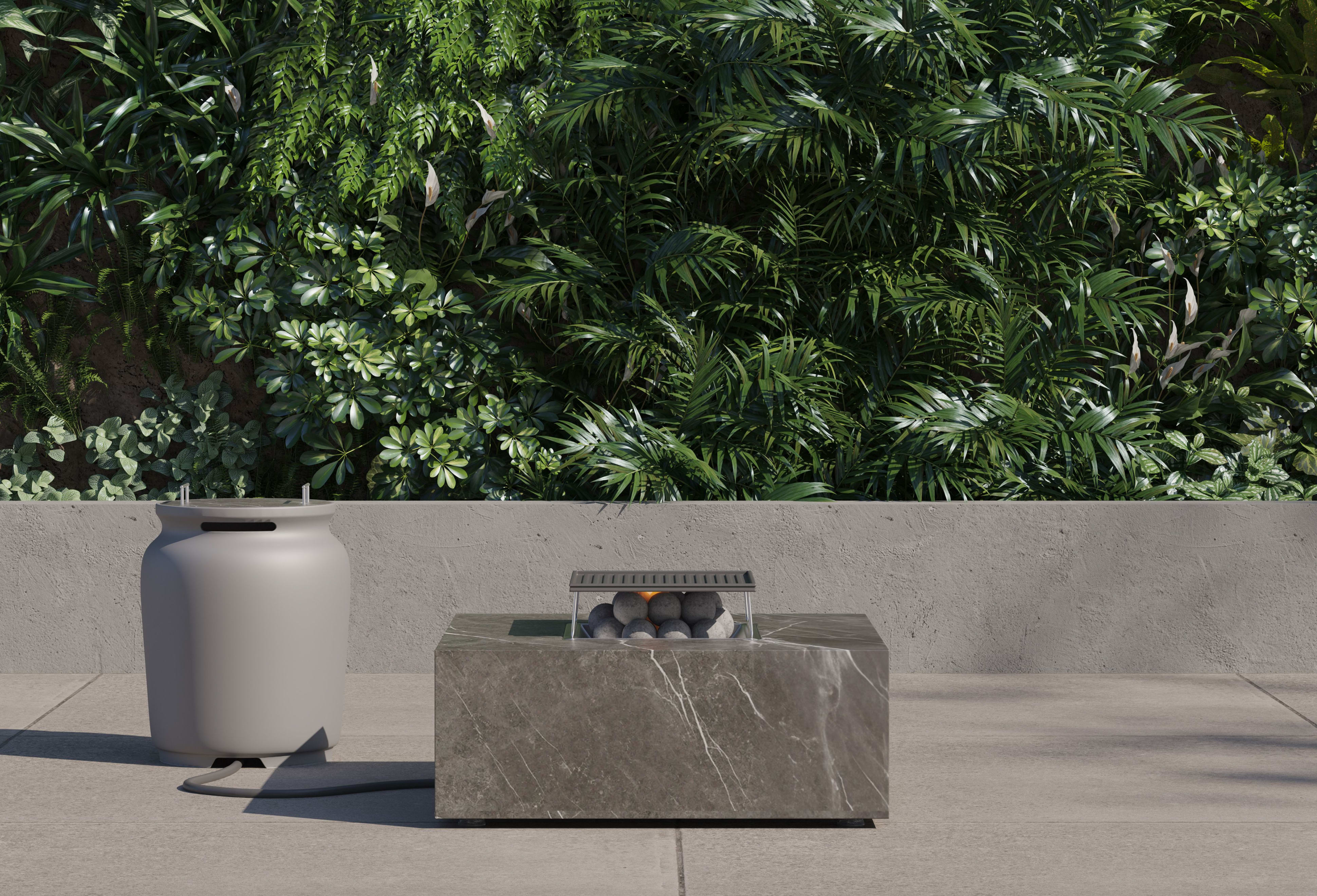 OuterStone Fire Pit Table with propane tank cover by Outer