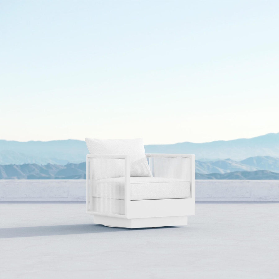 Porto Swivel Club Chair - White by Azurro Living
