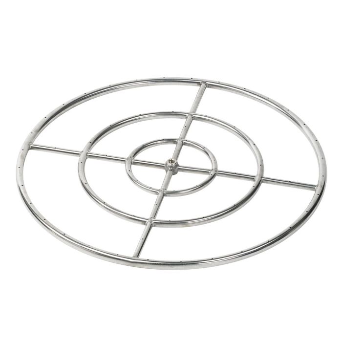 Large Triple-Ring Stainless Steel Burner with a 3/4" Inlet by American Fire glass