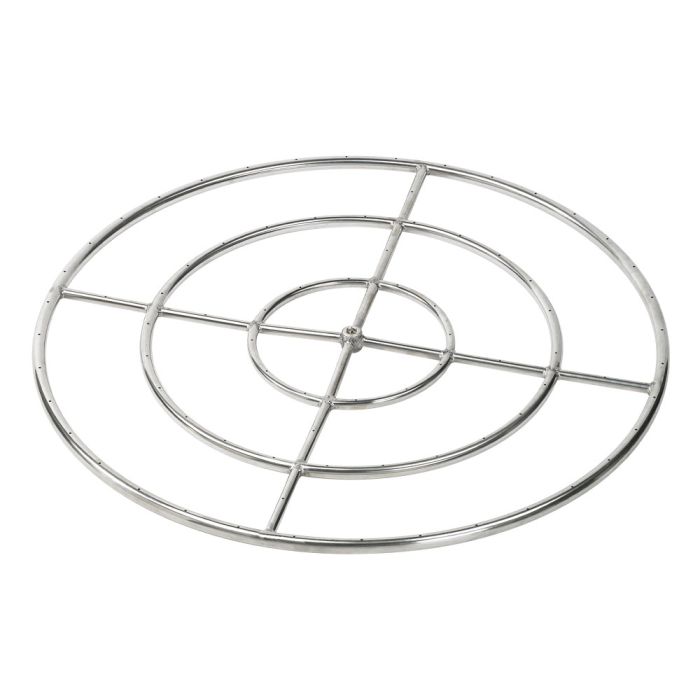 Large Triple-Ring Stainless Steel Burner with a 3/4" Inlet by American Fire glass