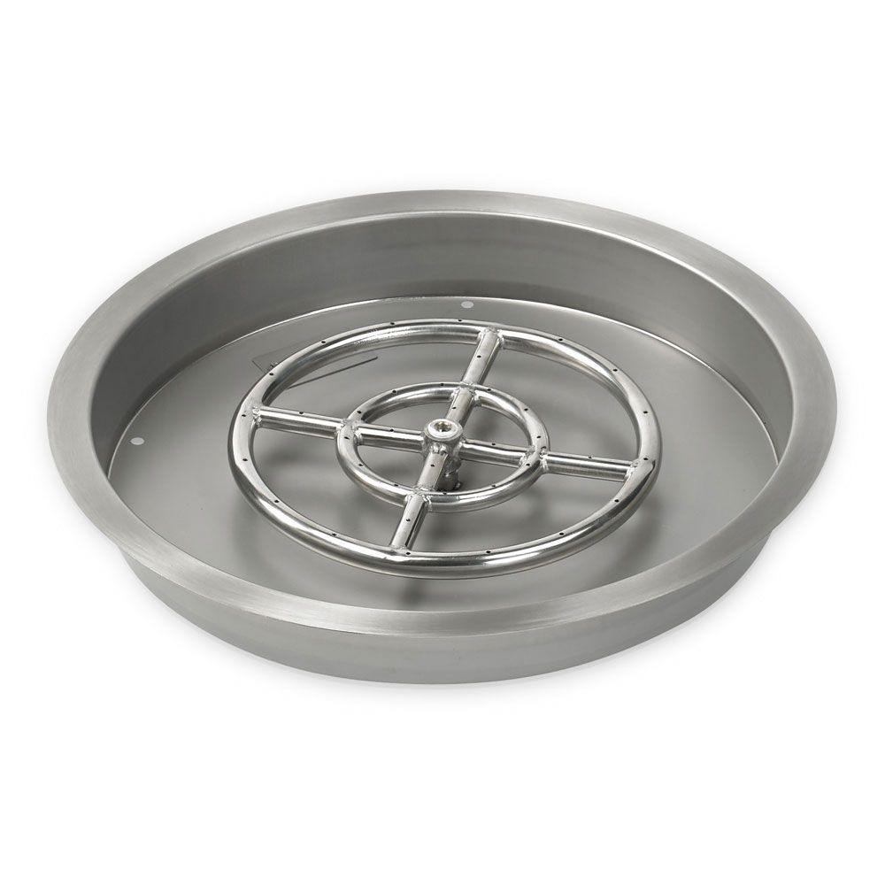 Stainless Steel Round Drop-In 25" Pan With 18" Ring Burner by American Fire glass