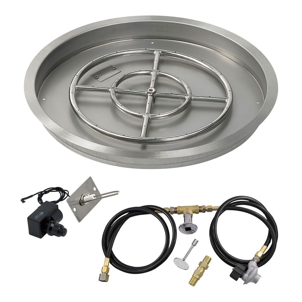 Stainless Steel Round Drop-In 25" Pan With 18" Ring Burner Kit by American Fire glass