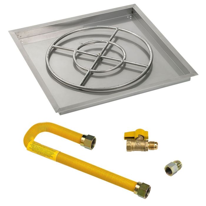 Stainless Steel Square Drop-In 30" Pan With 18" Ring Burner-NP Kit by American Fire glass