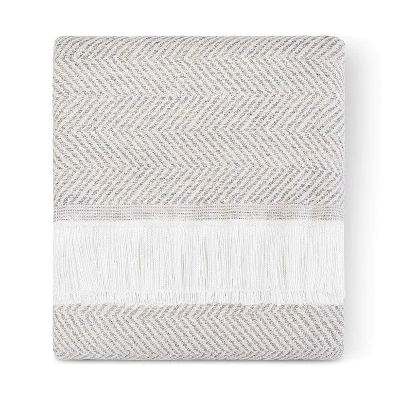 Sunbrella Herringbone Indoor Outdoor Throw - Cloud - Thumbnail 2