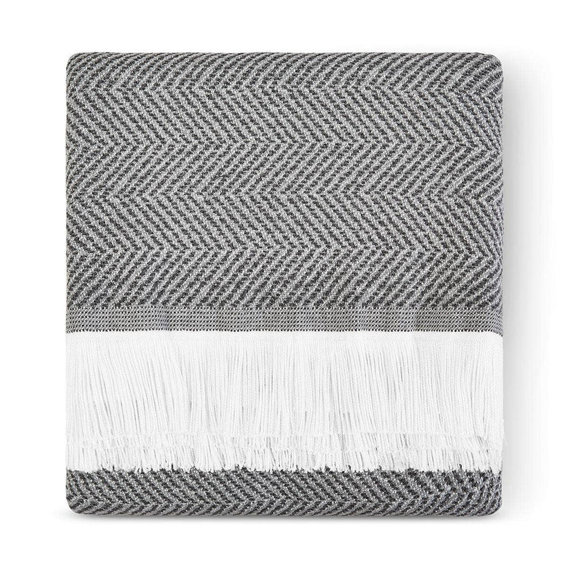 Sunbrella Herringbone Indoor Outdoor Throw - Cloud - Thumbnail 3